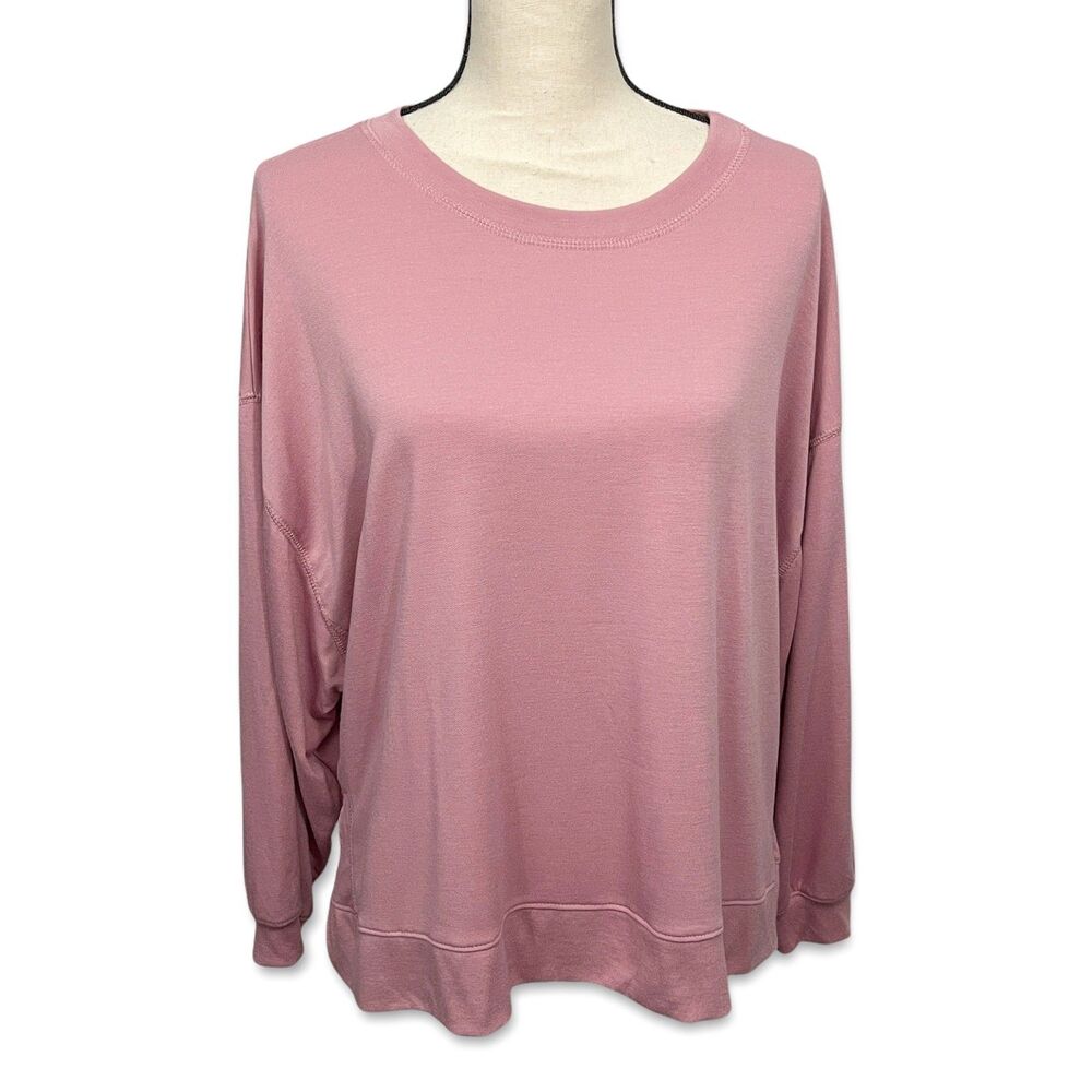 Found Los Angeles Pink Sweatshirt NEW Womens Sz S Raglan Sleeves Hi-Lo Split Hem